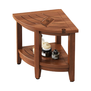 Tabouret <span class=keywords><strong>de</strong></span> douche d'angle <span class=keywords><strong>en</strong></span> <span class=keywords><strong>teck</strong></span> Pieds antidérapants réglables Étagère <span class=keywords><strong>de</strong></span> rangement à 2 niveaux pour raser les jambes Meubles <span class=keywords><strong>de</strong></span> <span class=keywords><strong>salle</strong></span> <span class=keywords><strong>de</strong></span> <span class=keywords><strong>bain</strong></span> - Product Image 1