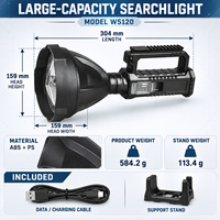 W5120 Banque d'alimentation USB rechargeable étanche avec lampe torche LED en ABS, autonomie 3-4h, 1500lm, 4500mAh pour le camping et les situations d'urgence