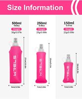 Bouteille souple en TPU de couleur personnalisée pour le sport, le camping, la course à pied - Anti-fuite, compatible lave-vaisselle, sans BPA, unisexe, 150 ml/250 ml/500 ml
