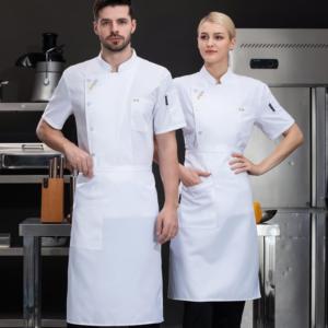 Uniformi da Bar Più Popolari per Donne e Uomini, Giacca da Chef a Maniche Corte, Abbigliamento per Hotel, Design con Pantaloni, Uniformi da Chef Femminili - Product Image 3