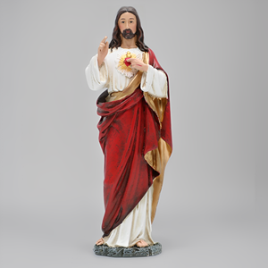 Statues religieuses catholiques en résine peintes à la main, représentant le Saint Père Jésus-Christ, le Sacré-Cœur, icônes chrétiennes, objets <span class=keywords><strong>de</strong></span> collection - Product Image 3