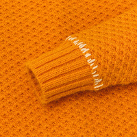 Cardigan décontracté pour femme en maille gaufrée jaune moutarde de bonne qualité, avec col rond et franges brutes, coupe courte