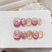 NEW Arrival Cat Eye Press on Nails 10 pcs/set French Butterfly Flower Acrylic Faux Artificial Press on Nails