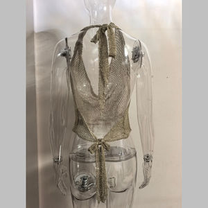 <span class=keywords><strong>Top</strong></span> Corto de Malla Transparente con Lentejuelas para Mujer, Estilo Sexy, Espalda Descubierta, Cuello Halter, Camiseta sin Mangas para Salir de Fiesta, Verano 2026 - Product Image 6