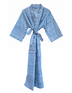 Pareo de Playa de Lujo, Estampado a Mano, 100% Algodón Satinado, Manga Larga, Largo hasta la Rodilla, Ropa de Descanso para Mujer - Product Image 1