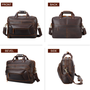 Top Grain réel Crazy Horse cuir 17 pouces mallette pour ordinateur portable <span class=keywords><strong>Messenger</strong></span> hommes en cuir véritable ordinateur mallettes pour ordinateur portable - Product Image 2