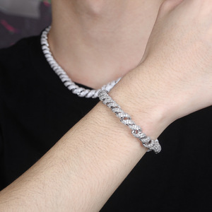 European American Twisted Hemp <b>Rope</b> <b>Chain</b> Full Zircon Cuban Hot Sale Cross-border New Street Hip-hop Unisex Personalized Trendy - Product Image 3