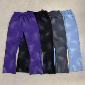 Custom Relaxed Sweat Pant bordado de algodón de lana de pierna recta Jogger Street Vintage Distressed ácido lavado pantalones de chándal para los hombres - Product Image 4