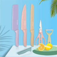 Ensemble de couteaux de cuisine Offre Spéciale 6 pièces couteau de Chef en paille de blé Barbecue éplucheur japonais couteaux de cuisine à steak ensemble légumes