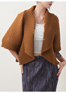 Miyake 2025 Women's Breathable <b>Vintage</b> Casual <b>Cardigan</b> Coats European American Style Three-Dimensional Pleated Top Large - Product Image 6