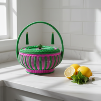 Panier de rangement coloré tissé à la main, panier ethnique Feng Shui pour fruits avec poignée, panier à fleurs, fournitures de Noël