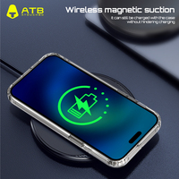 Étui de téléphone portable magnétique à chargement sans fil transparent de haute qualité ATB antichoc TPU+PC pour 16