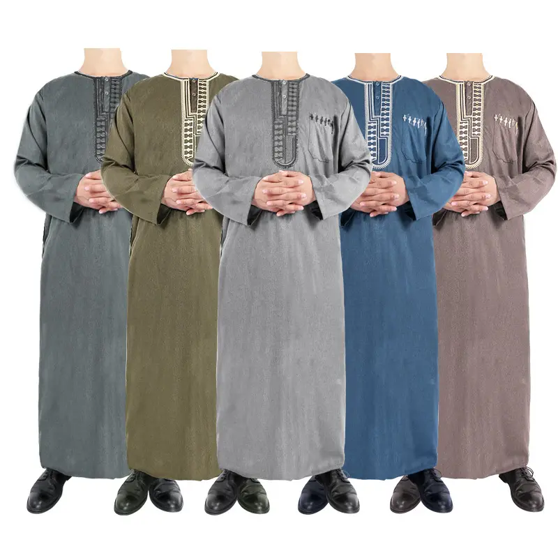 Wholesale Muslim Robe Long Sleeve Round Neck Embroidered National Costume Factory Direct Sales