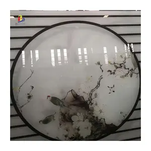 Decorative partition screen round laminated glass with landscape painting printed