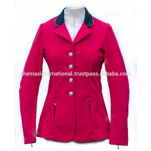 เสื้อแจ็คเก็ตสตรีผ้านิ่มกันน้ำสำหรับขี่ม้า Shemax-สีแดง - Product Image 3