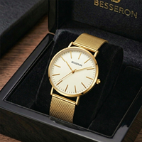 Montre à quartz de luxe en acier inoxydable, étanche, avec cadran en cristal, boîte personnalisée pour homme, style minimaliste et simple, vente en gros