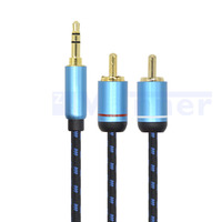 Cable Adaptador de Audio Estéreo de 3.5mm Macho a 2RCA Macho, Conectores Chapados en Oro, Certificación CE/RoHS, Metal Duradero para Smartphones y MP3