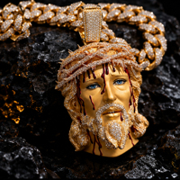 Pendentif Jésus en Argent Sterling 925 Moissanite Luxe Iced Out, entièrement pavé, 3D Goutte de Sang Couronne d'épines, style Hip Hop pour Hommes Streetwear