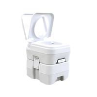 Toilettes portables blanches MTP-12, toilettes mobiles en plastique à deux pièces, double chasse, carrées, 10L, chasse par gravité, garantie 5 ans, pour extérieur