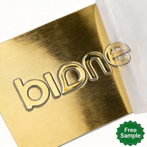 Placa con Logotipo Autoadhesiva en Relieve 3D Dorado Espejo Brillante, Etiqueta de Transferencia de Texto Personalizada con la Marca - Product Image 1