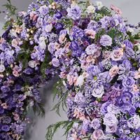 Nouvelle rangée de fleurs artificielles violettes mélangées 2,4x2,4m pour décor de fond de scène de mariage, panneau floral