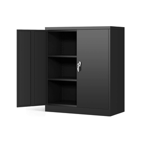 Armoire de classement métallique à double porte, petite, 2 étagères réglables, style personnalisé, montage facile, armoire de rangement en acier verrouillable - Product Image 1