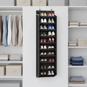 Étagère à chaussures pliable fixe, organisateur de porte, montage mural, tissu non tissé, rangement de placard - Product Image 1