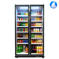 Réfrigérateur commercial vertical à porte vitrée trempée, température unique, pour boissons, sans givre, avec vitrine congélateur