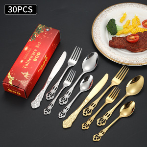Juego de Cubiertos de Acero Inoxidable Royal Court, 5 Piezas, Cuchillo, Tenedor, Cuchara, Plateado y Dorado, Estilo Occidental - Product Image 2