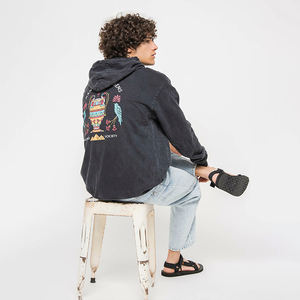 Vente en gros de pulls à capuche personnalisés unisexe vintage gris 100% coton à la mode imprimé bouffant lavé à l'acide polaire surdimensionné bon marché - Product Image 3