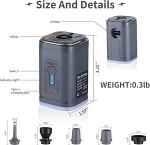<span class=keywords><strong>Mini</strong></span> <span class=keywords><strong>compresor</strong></span> de aire eléctrico inalámbrico con luz LED <span class=keywords><strong>para</strong></span> sofá, colchón, anillo de natación - Product Image 3