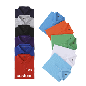 Chemises à manches courtes en coton respirant, imprimées par transfert thermique, avec poche, style golf, séchage rapide, logo personnalisé, pour hommes - Product Image 1
