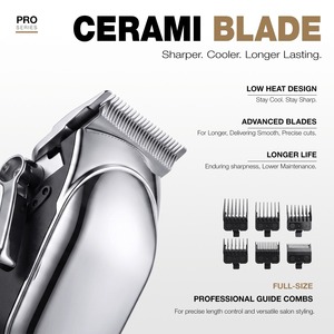 Cortadora de Pelo Inalámbrica con Pantalla LED Inteligente |   Recortadora Ajustable de 4 Velocidades con 6 Peines para Barbería y Salón |   Fabricante de Moldes Privados OEM Tipo-C - Product Image 2