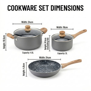 Juego de utensilios de cocina antiadherentes E-TOP con <span class=keywords><strong>mango</strong></span> de baquelita, estilo granito, sartén de cerámica, juego de ollas con <span class=keywords><strong>mango</strong></span> desmontable - Product Image 2