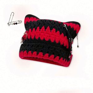 Chapeau carré punk tricoté unisexe fait main, multicolore en acrylique, idéal pour les voyages - Vente en gros - Product Image 5