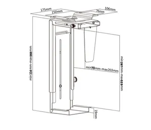 Presa di fabbrica cinese regolabile sotto il supporto per cpu da scrivania con girevole