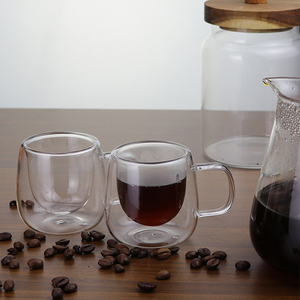 Tazas de Café de Vidrio Borosilicato Transparente de Doble Pared de 80 ml, Tazas de <span class=keywords><strong>Espresso</strong></span> con Asa y Bandeja de Bambú, Venta al Por Mayor - Product Image 4
