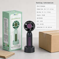 Ventilateur portable rechargeable 2-en-1 Type-C avec support pour téléphone, ventilateur personnel 3 vitesses à main et de bureau