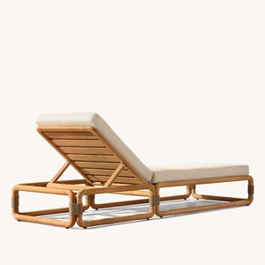 Chaise longue de jardin moderne en teck, lit de détente, coussins résistants à l'eau, luxe durable pour hôtels, patios, cours, villas - Product Image 4