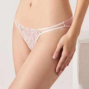 Venta Directa de Fábrica: Conjunto de Lencería Femenina Francesa, Sexy, de Encaje, Cintura Baja, con Bordado, Tanga y Braguitas - Product Image 3