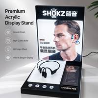 Support d'affichage pour casques audio avec éclairage LED, présentoir de comptoir pour écouteurs et casques avec support de contrôleur pour magasin d'électronique
