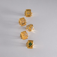 Gaovo Nischen-Premium Europäischer Stil Foto-Medaillon-Ringe 18K Vergoldeter Edelstahl Zirkon Modeschmuck für Frauen