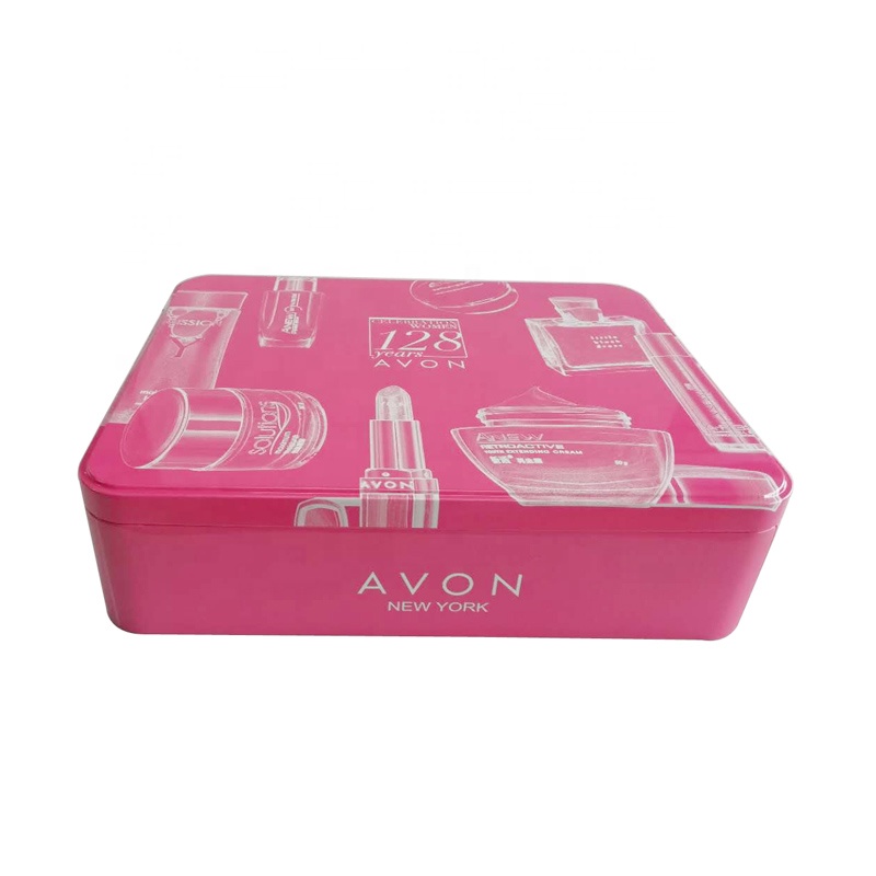 Сделанная на заказ металлическая жестяная прямоугольная Косметическая жестяная коробка для набора для макияжа