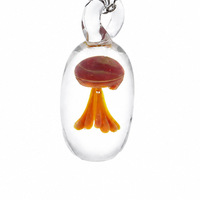 Kalung Liontin Ubur-ubur Lucu Buatan Tangan dari Kaca Liuli Transparan, Hiasan Hewan Laut, untuk Hadiah