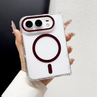 Nouvelle arrivée, étui transparent magnétique pour iPhone 18 Duo, film de protection d'objectif électro-plaqué pliable, étui transparent fin en PC rigide antichoc
