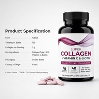 Comprimés de super collagène OEM avec vitamine C et biotine pour la santé des cheveux, de la peau, des ongles et des articulations - Complément alimentaire