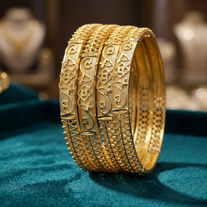 Vente en gros de bracelets indiens traditionnels plaqués or, bracelets en or à motifs floraux, bracelet à la mode, bracelets de mode, bracelet en laiton. - Product Image 3