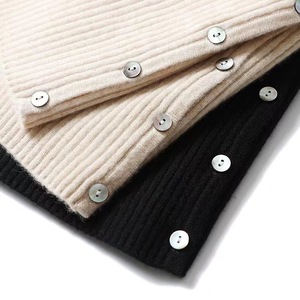 Cárdigan de Cachemira para Mujer, Cuello en V, Tejido Acanalado, Corte Ajustado, Estilo Corto, Color Beige Claro Sólido - Product Image 4