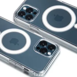 Nouveaux accessoires mobiles pour iPhone 12 Pro étui Transparent magnétique clair étui hybride de charge pour iPhone 12 13 14