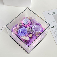 Vente flash - Cadeau pour la fête des mères - Boîte à fleurs en acrylique transparente - Roses éternelles préservées dans des boîtes en acrylique - Fleurs décoratives